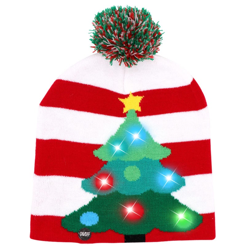 OurWarm LED Christmas Beanie Light up Christmas Hats, Knit Hats with 6 Colorful LED Lights, Unisex Winter Snow Hat Sweater Ugly Holiday Hat Party Beanie Cap Red - Image 1